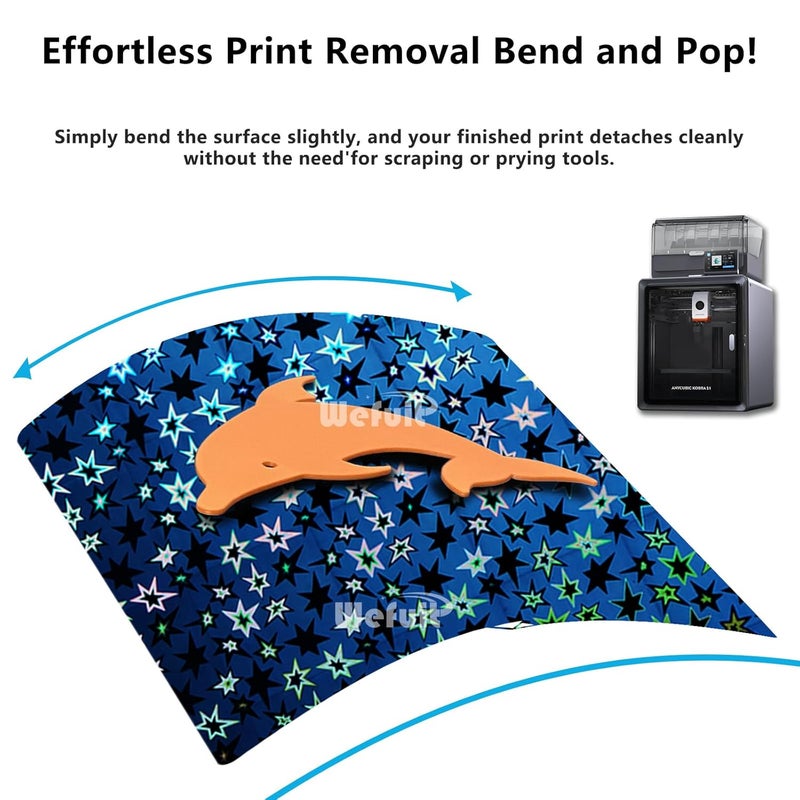 Wefuit JUUPINE Upgraded Kobra S1 Build Plate 264x276MM Double Sided Smooth Holographic Heated Bed Spring Steel Flexible Platform for Anycubic Kobra S1 Combo 3D Printer (North Star+Sweetheart) - Image 5